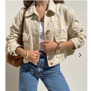 Eyelet Cropped Jacket Size Small